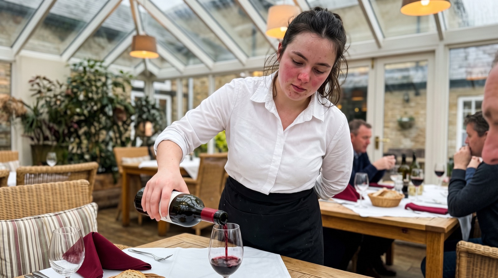 Service im Wintergarten des Landhotels